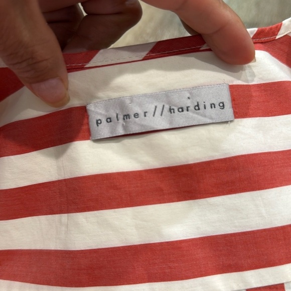 Palmer / Harding Red and White Size 4 Striped Asimetrical Long Sleeve Blouse - Picture 2 of 13